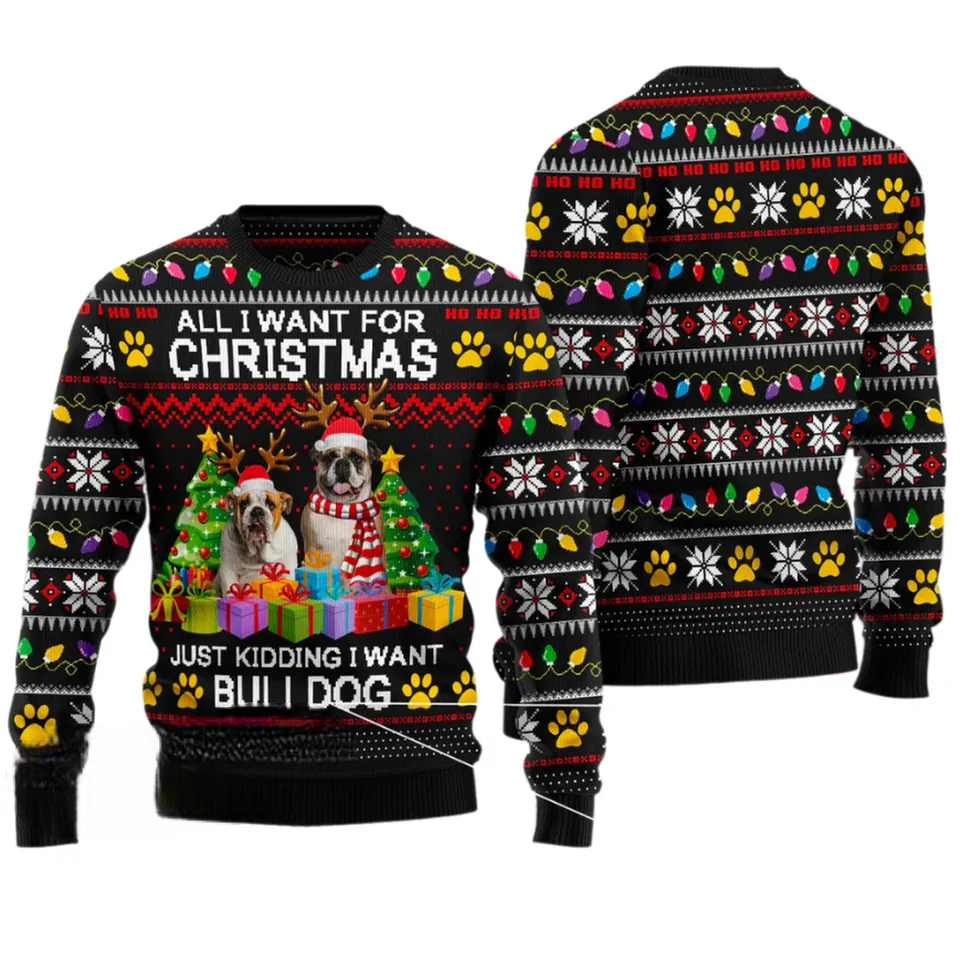Funny Ugly Christmas Sweater, All I Want For Christmas Is Bull Dog Ugly Christmas Sweater, Nurse Ugly Xmas Sweater