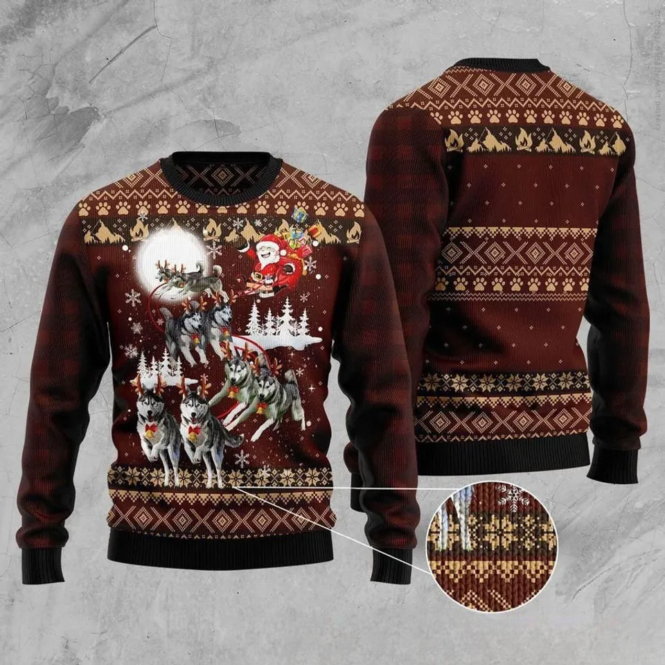 Funny Ugly Christmas Sweater, Husky Dog Ugly Christmas Sweater, Christmas Sweater, Nurse Ugly Xmas Sweater