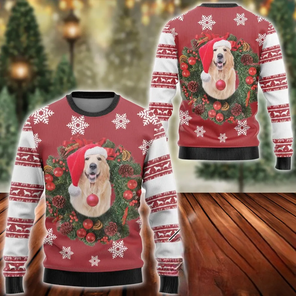 Funny Nurse Ugly Christmas Sweater, Golden Retriever Dog Ugly Christmas Sweater, Golden Retriever Xmas Sweater, Gift For Nursing