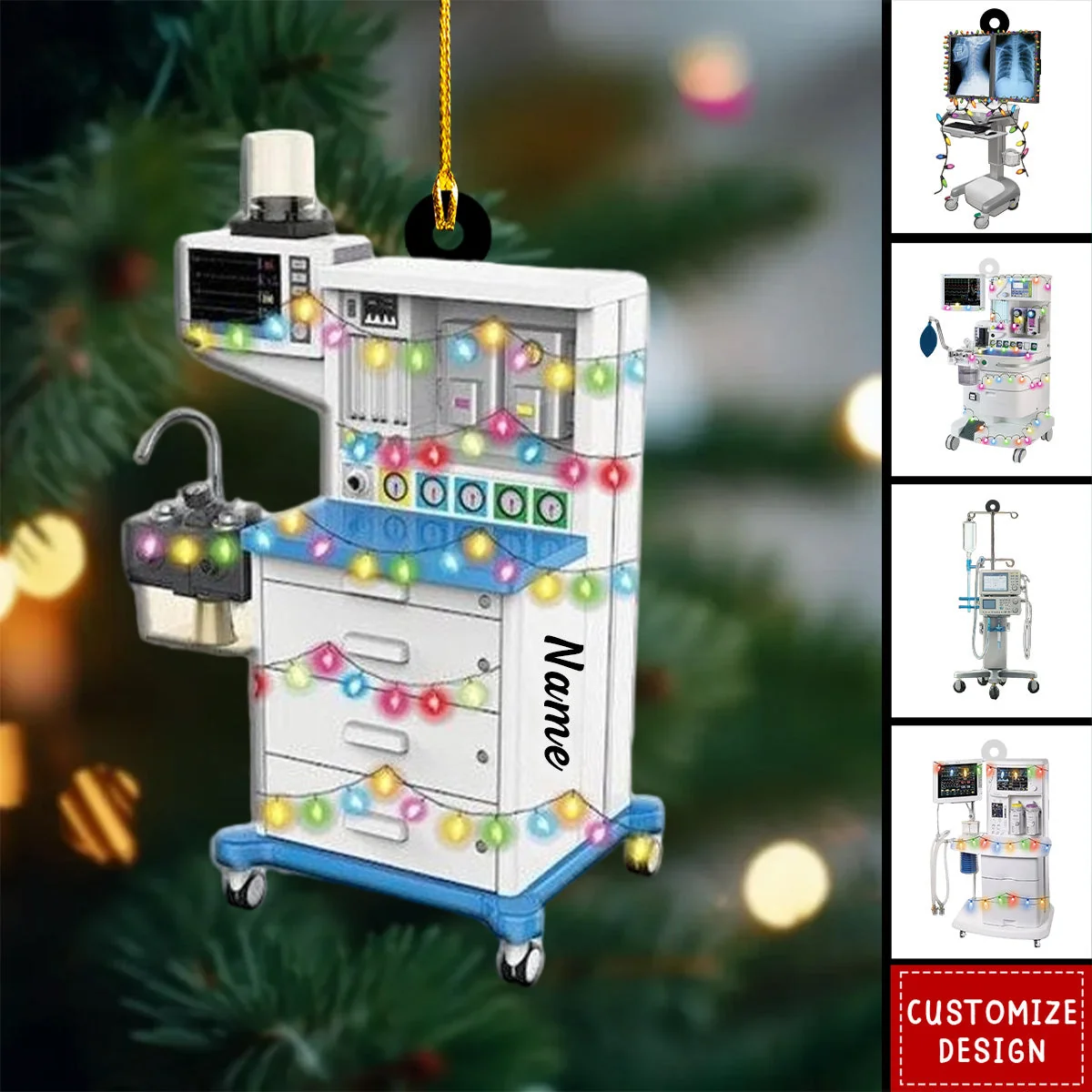 Personalisierter Weihnachtsbaumschmuck: Schwarze Katze als Krankenschwester, lustige Toile de Jouy Deko für Pflegekräfte, sarkastisches Geschenk für Krankenschwestern