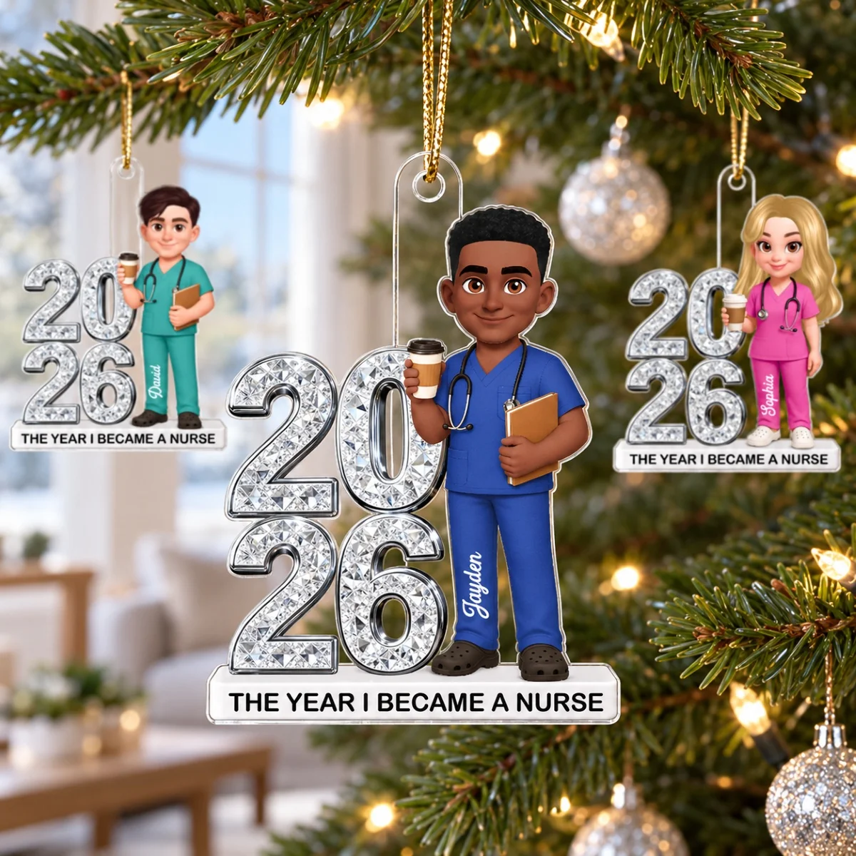 The Year I Became a Nurse Personalized Acrylic Ornament – Custom Name & Year Nurse Graduation Gift