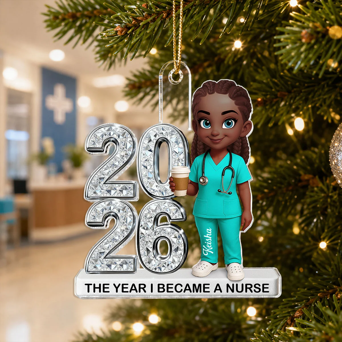 The Year I Became a Nurse Personalized Acrylic Ornament – Custom Name & Year Nurse Graduation Gift