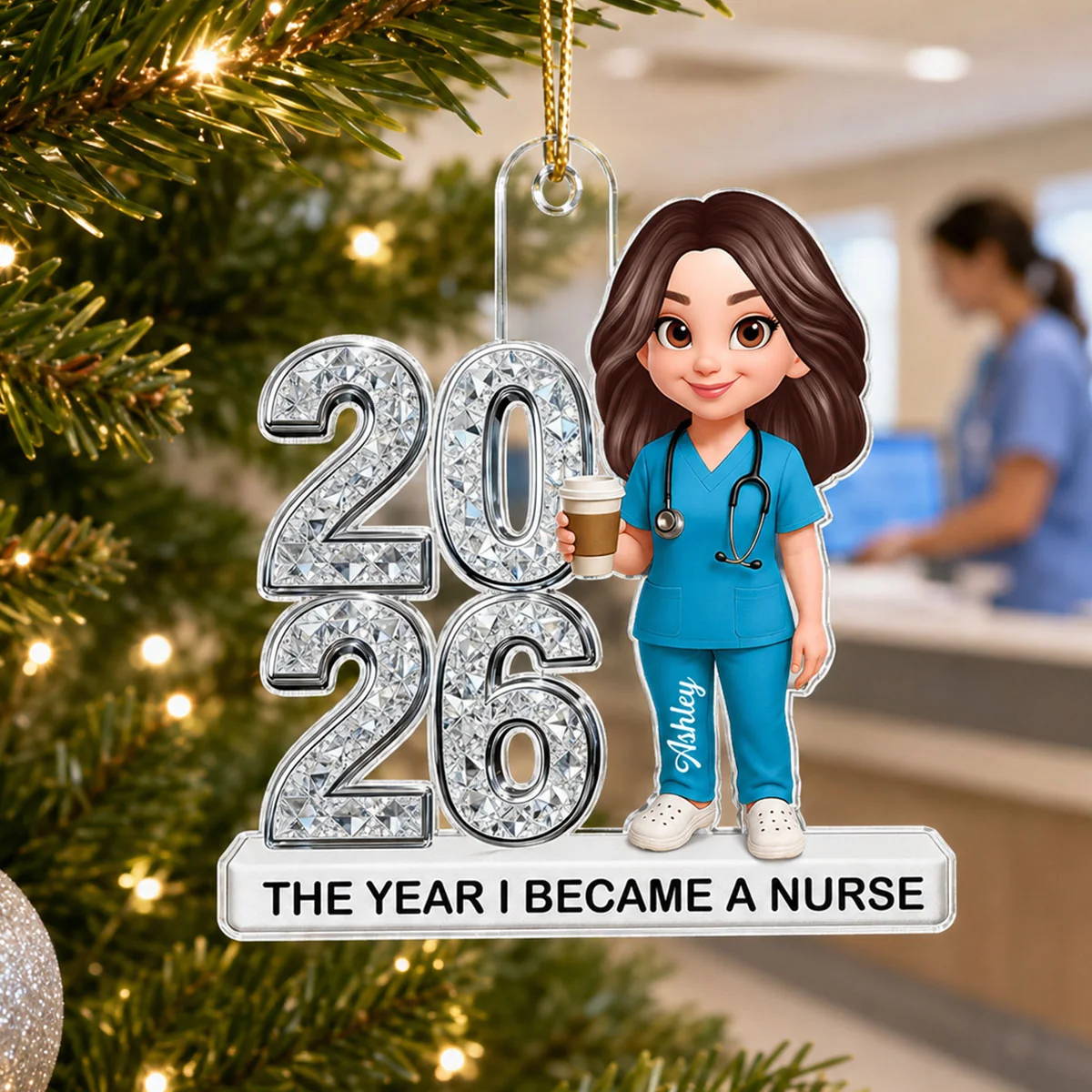 The Year I Became a Nurse Personalized Acrylic Ornament – Custom Name & Year Nurse Graduation Gift