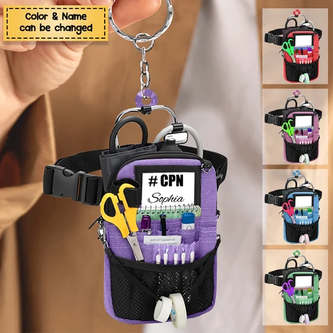 Personalized Nurse Utility Bag Acrylic Keychain – Custom Name & Color Gift for Nurses