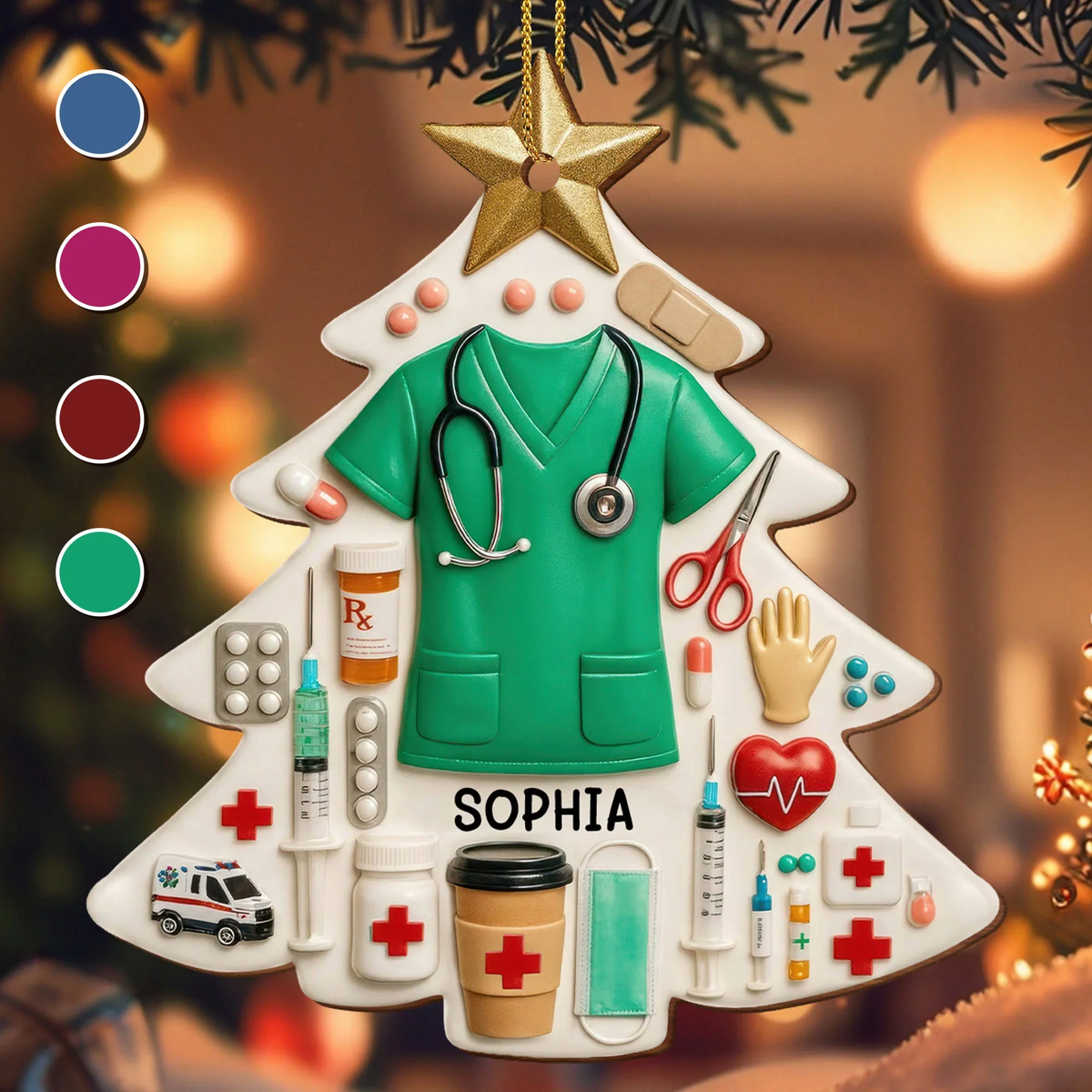 Weihnachtsbaumschmuck Krankenschwester, Krankenschwester-Schriftzug-Ornament im Kristall-Stil, Weihnachtsgeschenk für Pflegekräfte LPN RN CNA