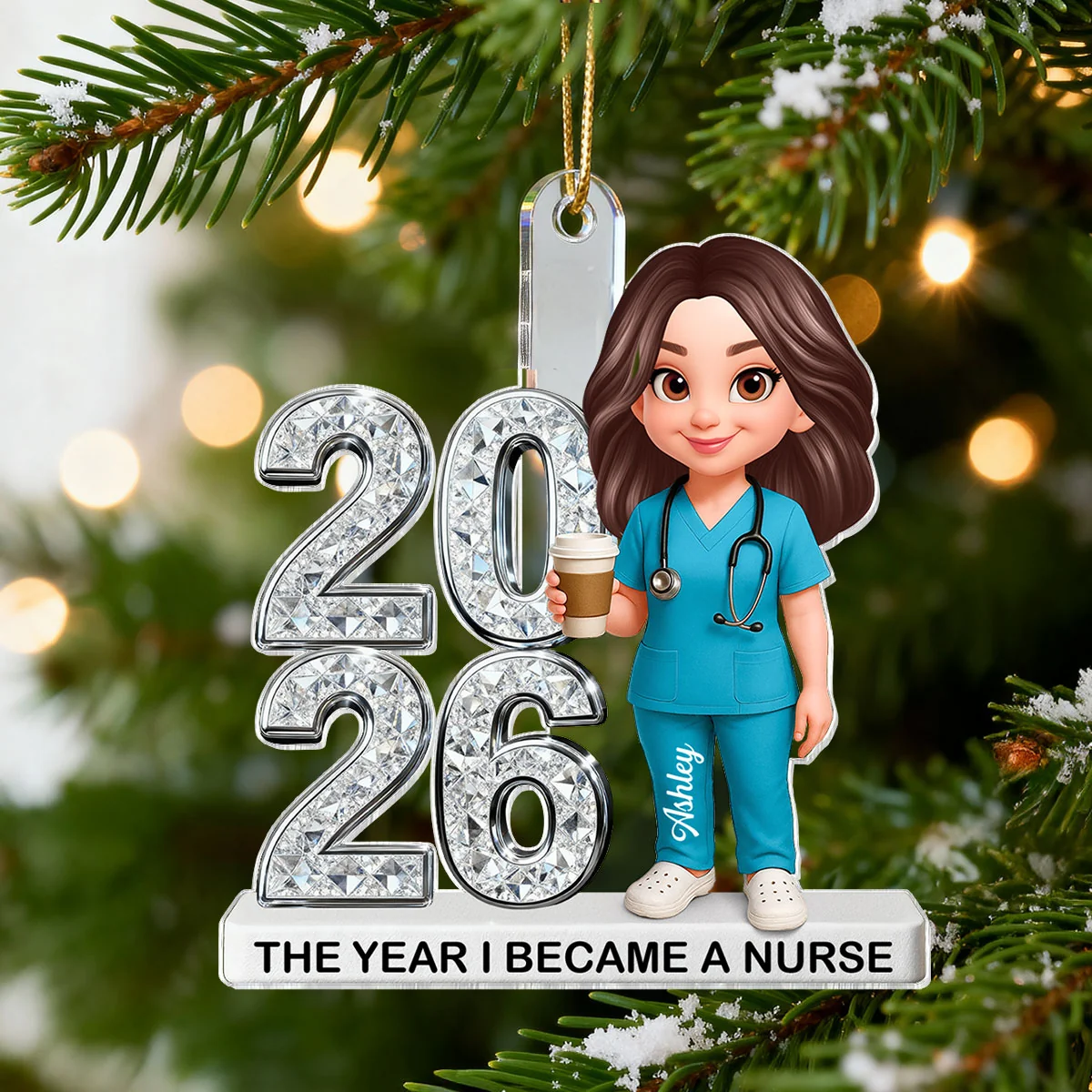 The Year I Became a Nurse Personalized Acrylic Ornament – Custom Name & Year Nurse Graduation Gift