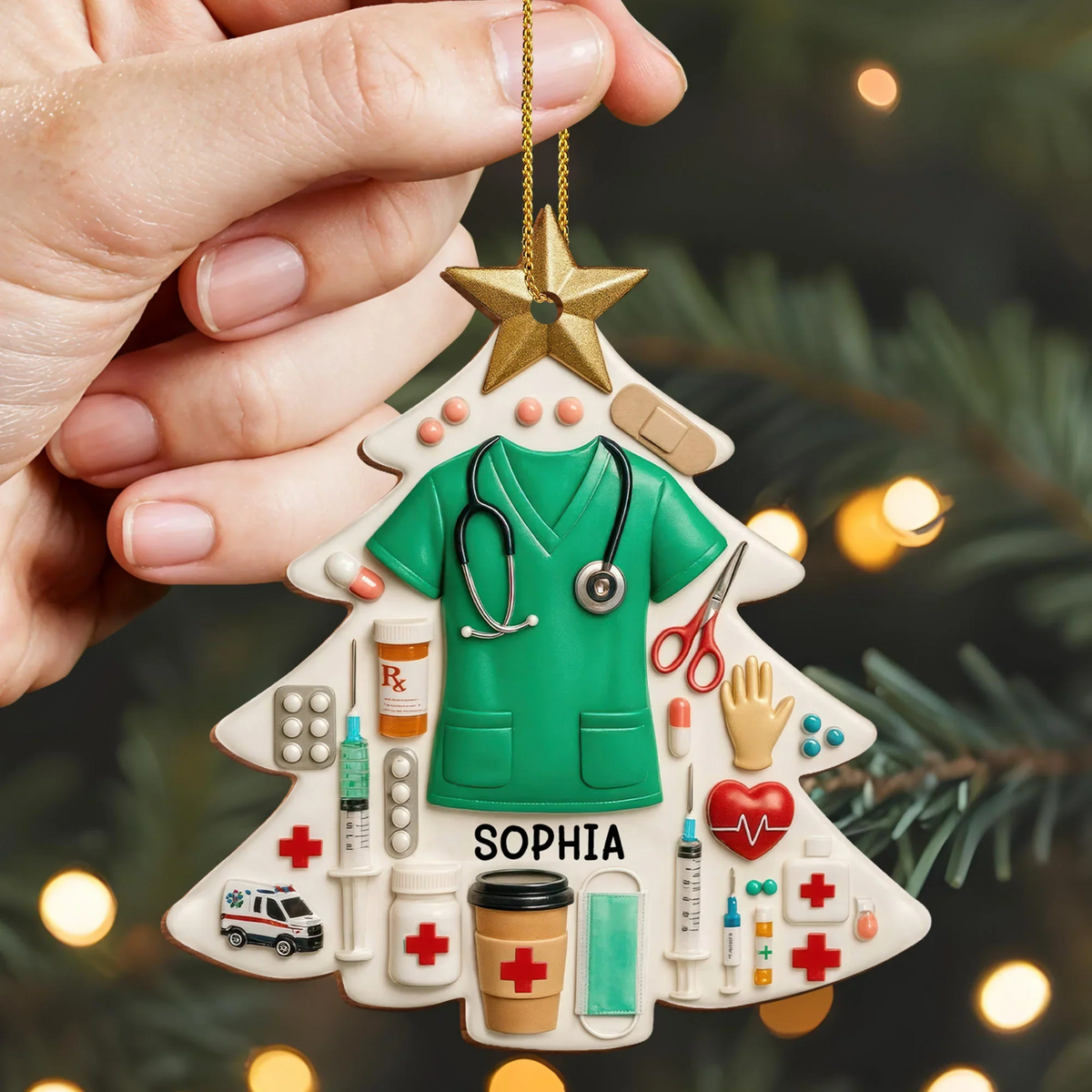 Weihnachtsbaumschmuck Krankenschwester, Krankenschwester-Schriftzug-Ornament im Kristall-Stil, Weihnachtsgeschenk für Pflegekräfte LPN RN CNA