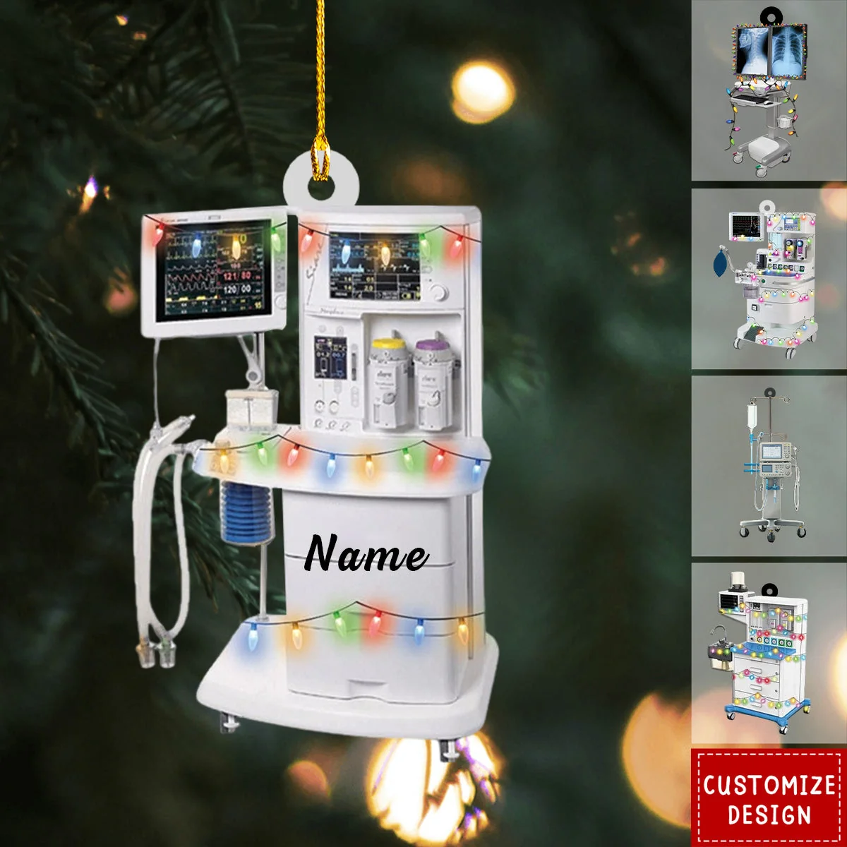Personalisierter Weihnachtsbaumschmuck: Schwarze Katze als Krankenschwester, lustige Toile de Jouy Deko für Pflegekräfte, sarkastisches Geschenk für Krankenschwestern