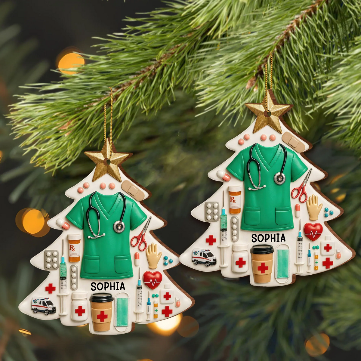 Weihnachtsbaumschmuck Krankenschwester, Krankenschwester-Schriftzug-Ornament im Kristall-Stil, Weihnachtsgeschenk für Pflegekräfte LPN RN CNA