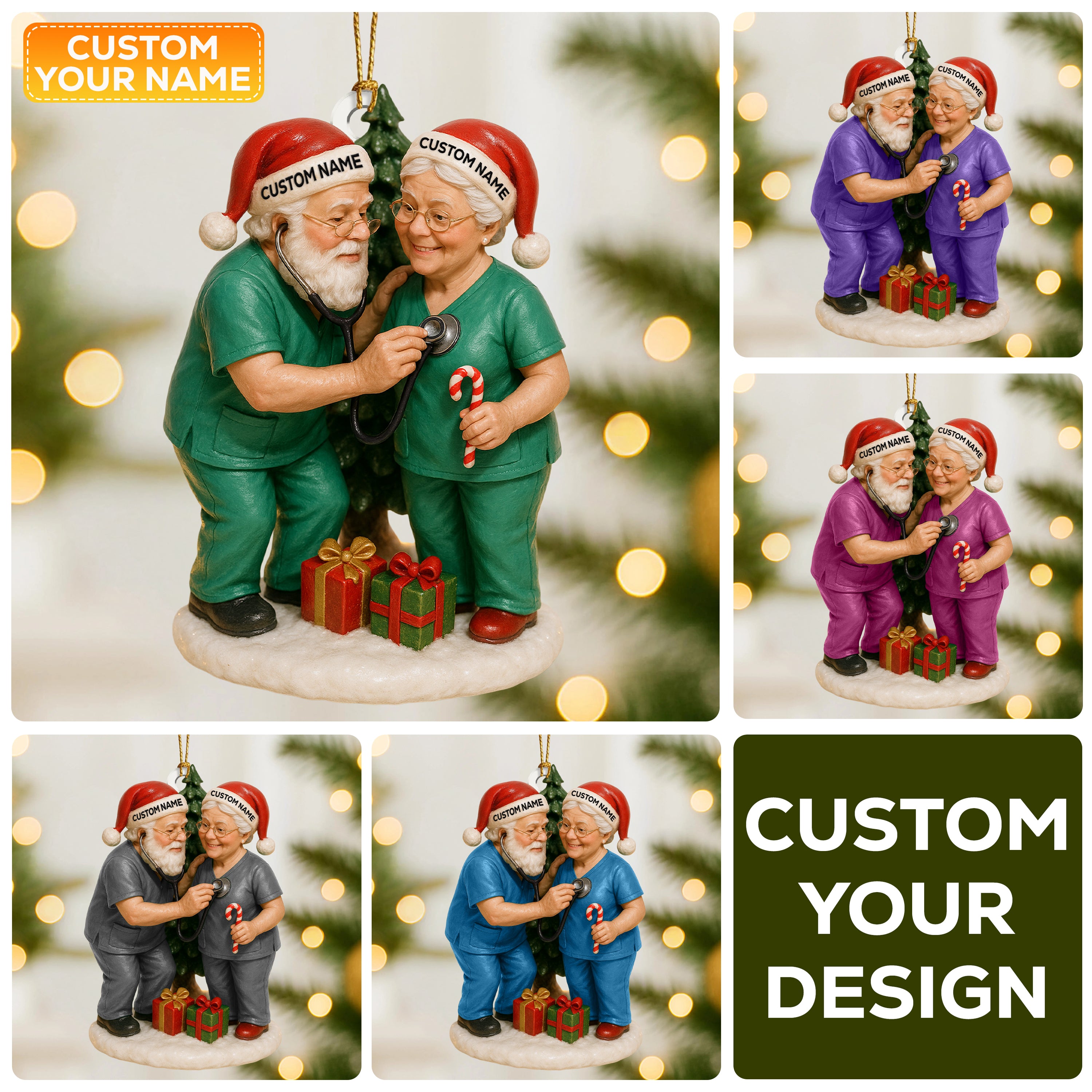 Personalized Nurse Couple Ornament, Custom Name Medical Staff Christmas Ornament, Doctor & Nurse Holiday Keepsake, Healthcare Worker Xmas Gift