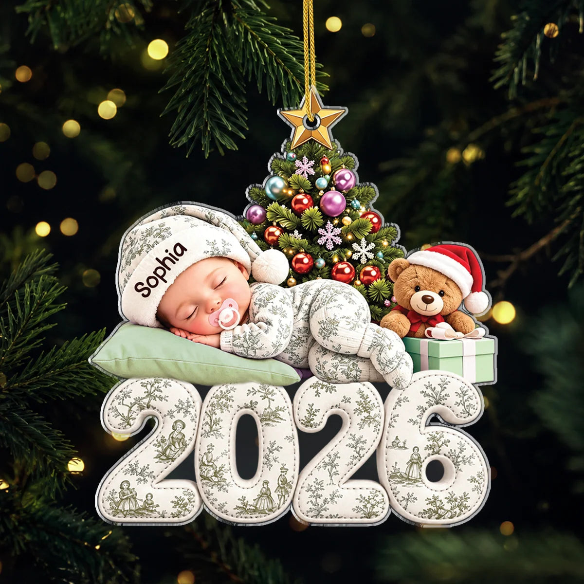 Personalized NICU Nurse Christmas Ornament 2026, Sleeping Baby Custom Name Acrylic Ornament, Labor and Delivery Nurse Keepsake Gift