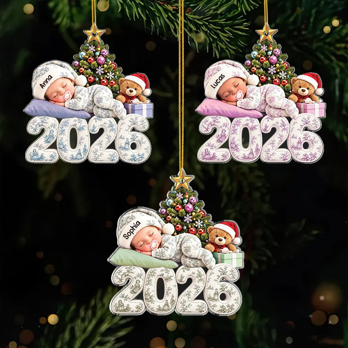 Personalized NICU Nurse Christmas Ornament 2026, Sleeping Baby Custom Name Acrylic Ornament, Labor and Delivery Nurse Keepsake Gift