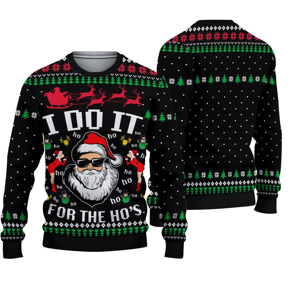 Santa Claus I Do It For The Ho’s Ugly Christmas Sweater, Funny Nurse Ugly Christmas Sweater, Xmas Gifr For Nursing