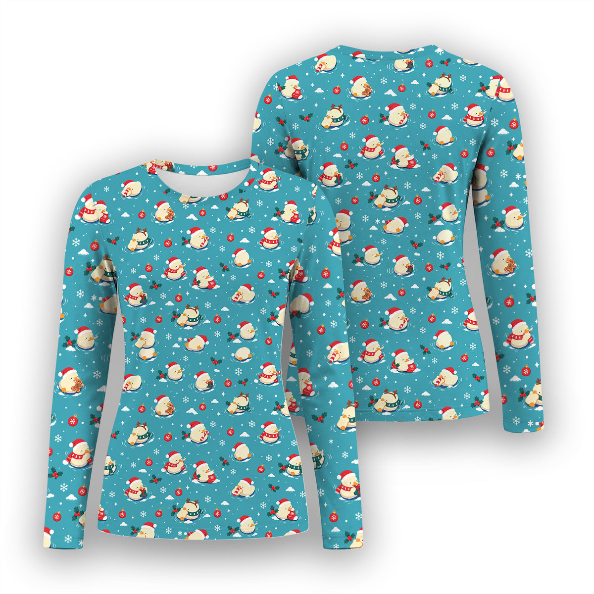Christmas Ducks In Santa Hats Underscrub, Long Sleeve Shirt for Nurses