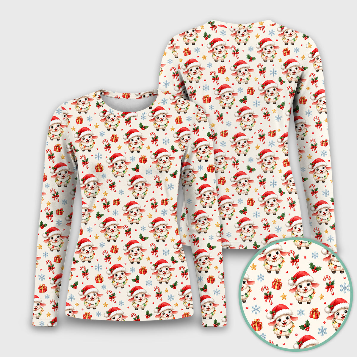 Christmas Lamb With Lights Underscrub, Long Sleeve Shirt for Nurses