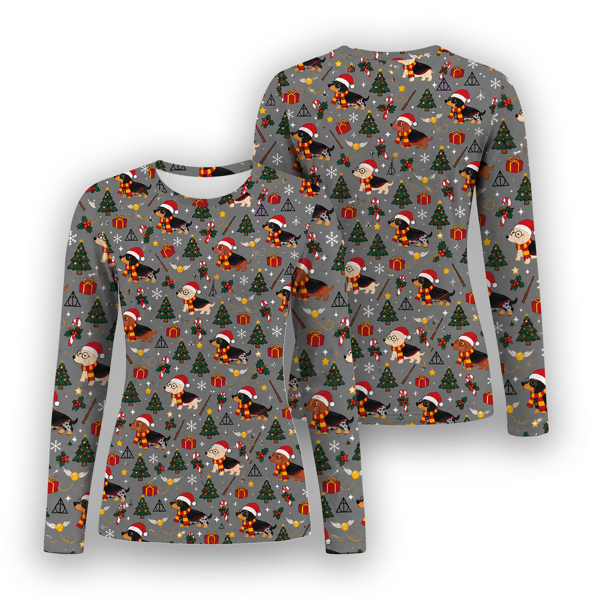 Christmas Wizard Dachshunds Pattern Underscrub, Long Sleeve Shirt for Nurses