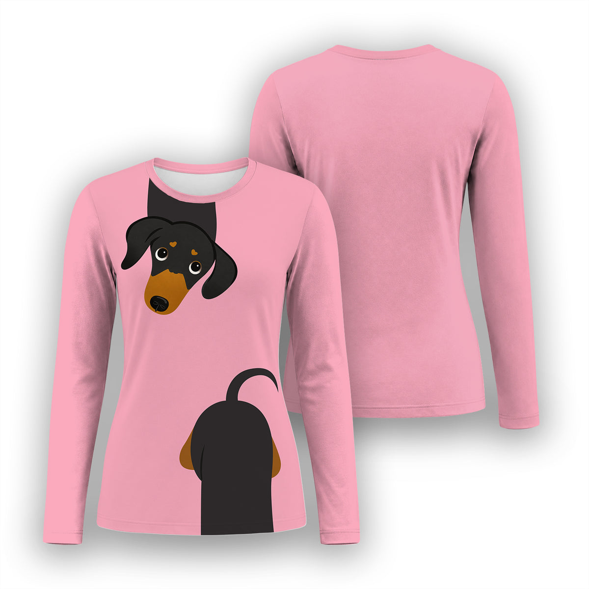 Cute Peekaboo Dachshund Dog Underscrub, Long Sleeve Shirt for Nurses