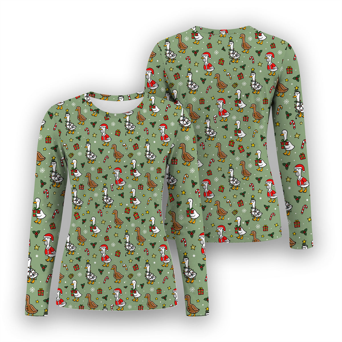 Christmas Geese In Festive Costumes Underscrub, Long Sleeve Shirt for Nurses